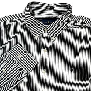 Polo Ralph Lauren Men's Striped Button Down Shirt Sz XL Long Sleeve‎ Black White
